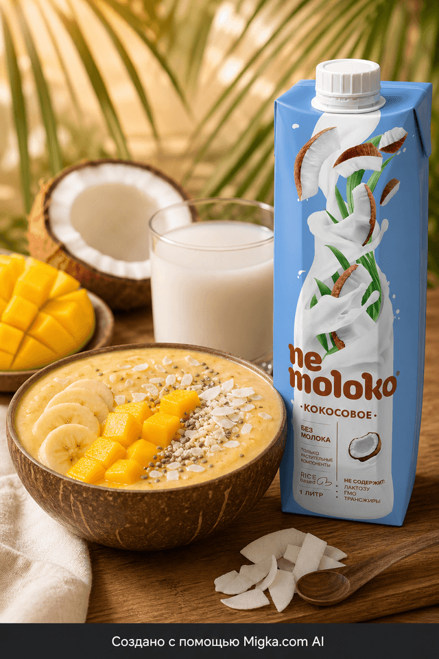 Nemoloko Кокосовое на рисовой основе 1 л: Тропический смузи