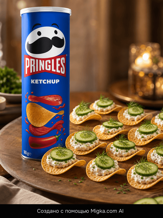 Чипсы Pringles Кетчуп 165 г: Мини-канапе на чипсах