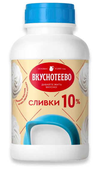 "Вкуснотеево" Сливки 10% 450г Бутылка (Россия)