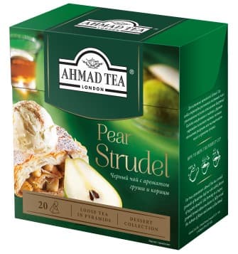 Упаковка чая Ahmad Pear Strudel, 20 пирамидок, чёрный чай с ароматом груши и корицы