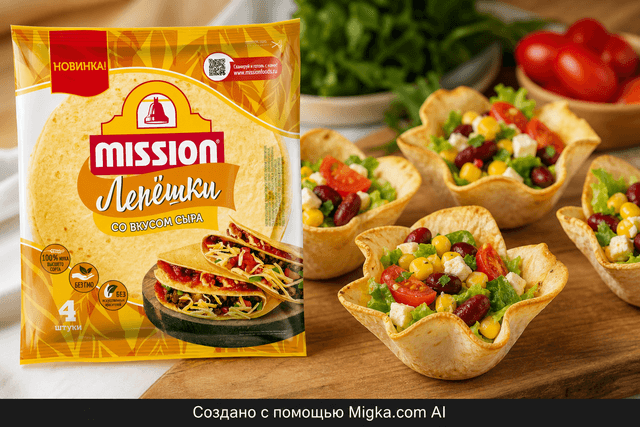 Mission Лепёшки со вкусом сыра 250 г: Запечённые чашечки из тортильи