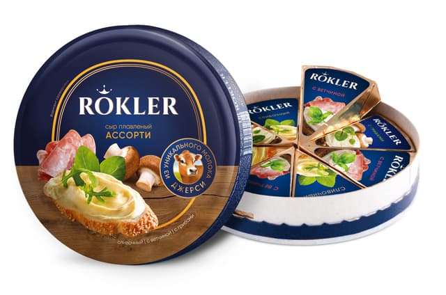 Сыр плавленый «Rokler» Ассорти круг 130г (Россия)