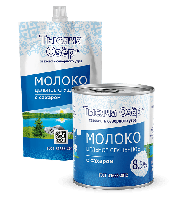 ТЫСЯЧА ОЗЕР сгущенное молоко 8,5% д/п 270гр*15шт Невские сыры