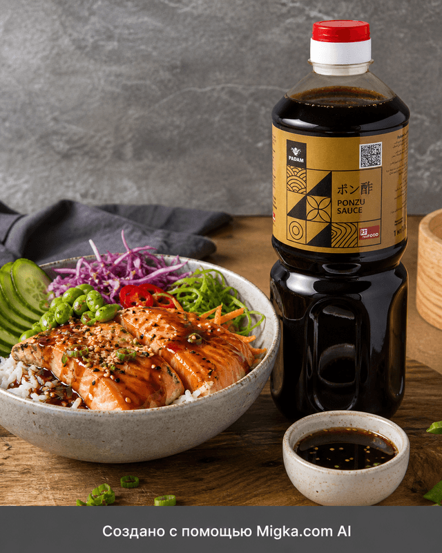 Соус Ponzu для мяса и морепродуктов 1 л: Боул с лососем, рисом и соусом понзу