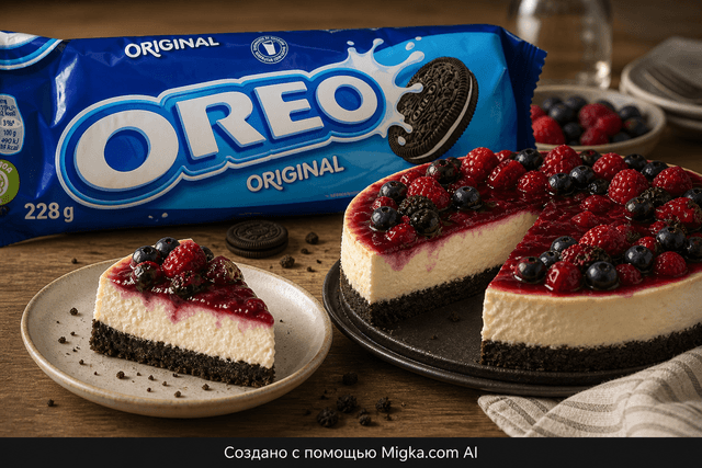 Печенье Oreo Шоколад 228 г: Чизкейк с основой из Oreo
