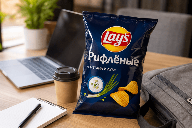 Чипсы Lays Рифленые Сметана и Лук 140г: 2. Перекус в дороге и на работе