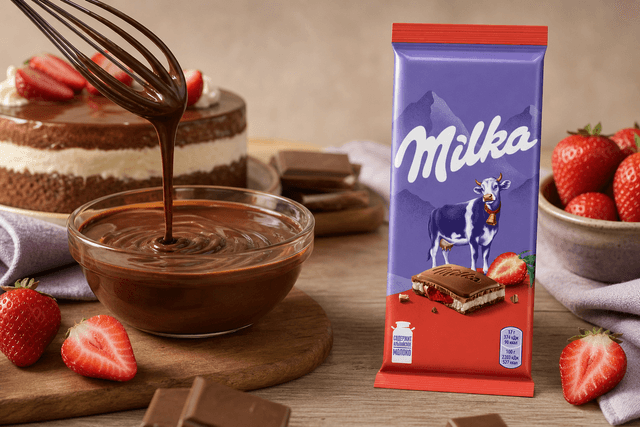 Шоколад Milka Клубника со сливками 80г: 2. Растопленный шоколад для десертов