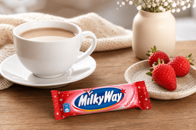 Батончик Milky Way Клубника 26г: 2. Десертная пауза с чаем или кофе