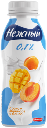 Йогурт "Campina" НЕЖНЫЙ ПИТЬЕВОЙ 285г 0,1% АБРИК/МАНГО (Россия)