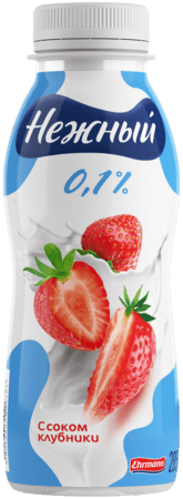 Йогурт "Campina" НЕЖНЫЙ ПИТЬЕВОЙ 420г 0,1% КЛУБНИКА (Россия)