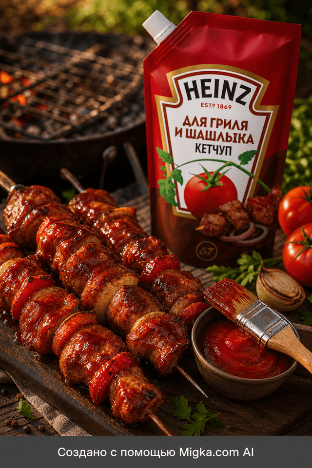 Кетчуп Heinz Для гриля и шашлыка 320 г: Глазировка мяса кетчупом на гриле