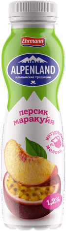 Йогурт "Ehrmann" Alpenland Питьевой 1,2% Персик/Маракуйя 290г (Россия)