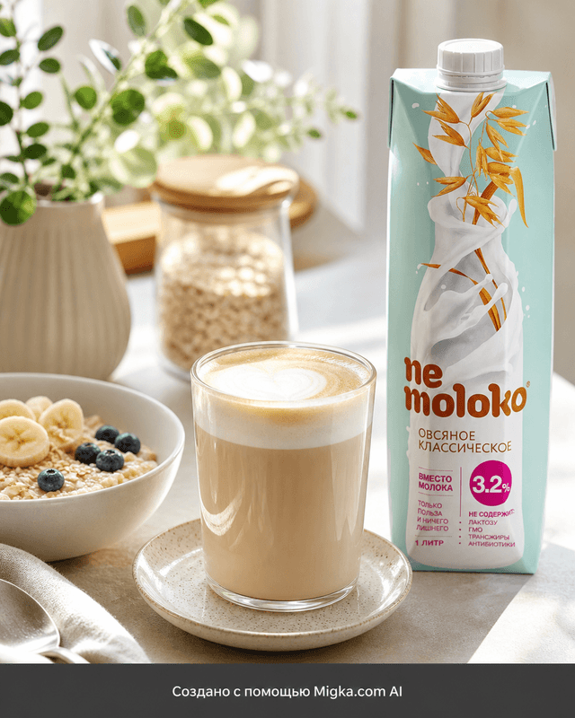 Nemoloko Овсяное классическое 3,2%, 1 л: Овсяный напиток в готовом латте