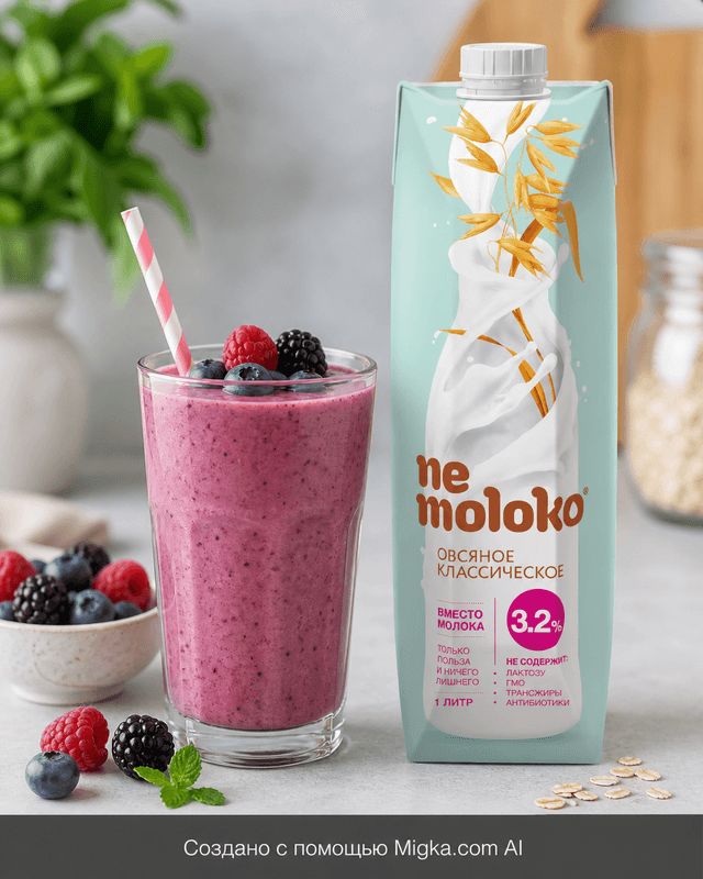 Nemoloko Овсяное классическое 3,2%, 1 л: Ягодный смузи на основе овсяного напитка