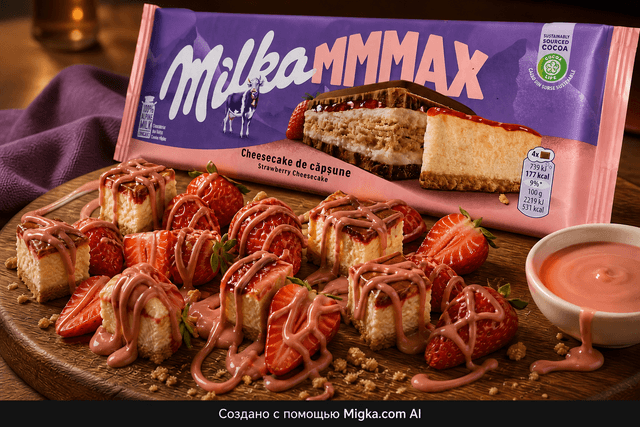 Шоколад Milka Strawberry Cheesecake 300 г: Клубника с тёплой шоколадной глазировкой