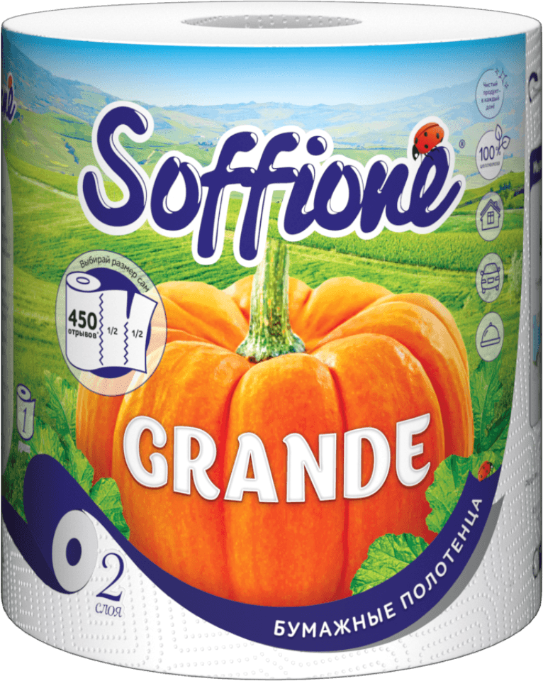 Бумажное полотенце Soffione Grande, двухслойное, 1 рулон