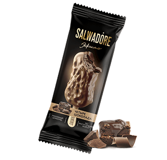 Мороженое Эскимо "Salwadore" 4 шоколада с шок. топл бисквитным печеньем 80г (Россия)