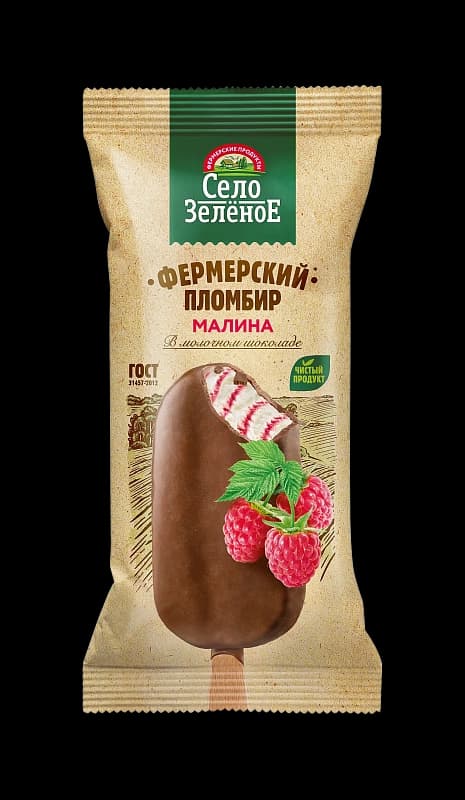 "Винтер" Мороженое Эскимо "Село зеленое" пломбир-малина 15% 80г (Россия)