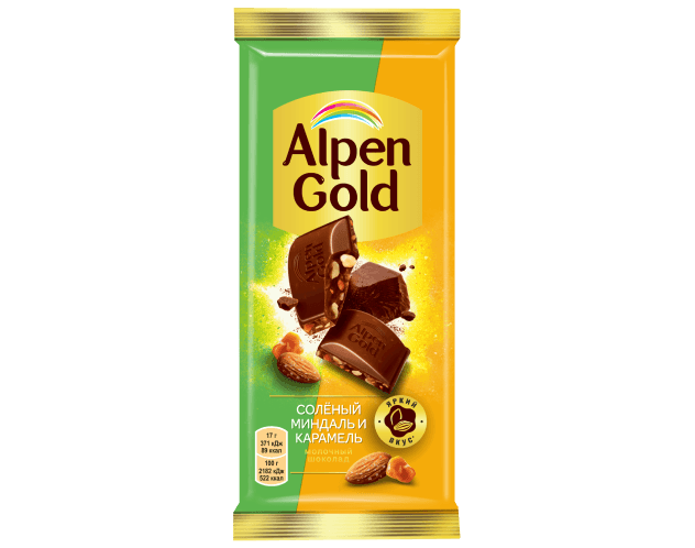 Шоколад "Alpen Gold" сол миндаль карамель 85г (Польша)