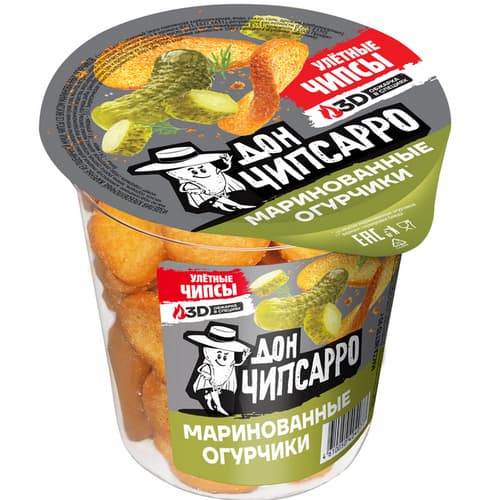 Чипсы " Дон Чипсарро" со вкусом маринованных огурчиков. 90г (Россия)