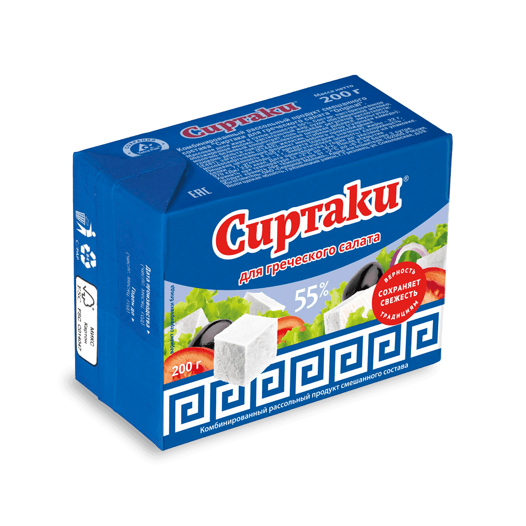 СИРТАКИ Оригинальный сыр рассольный для греческ. салата 55% 330гр*15шт Невские сыры