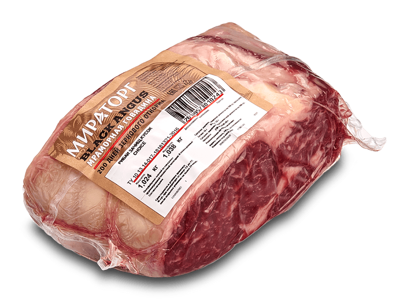 "Мираторг" Стейк Рибай Говядина б/к с/м ±5,8кг, ±11,6кг/кор