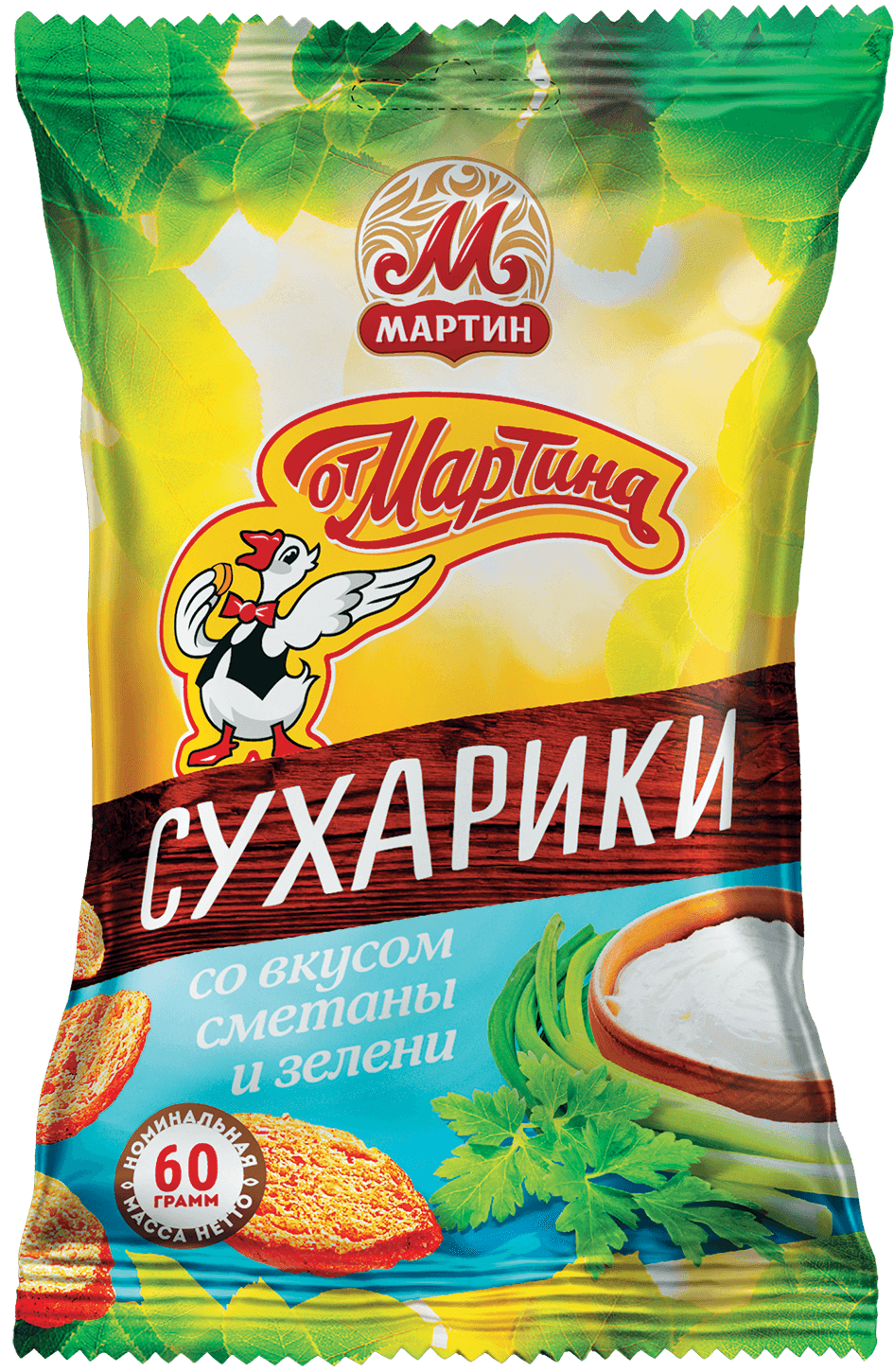 Сухарики "Мартин" Сметана и Зелень 60г (Россия)