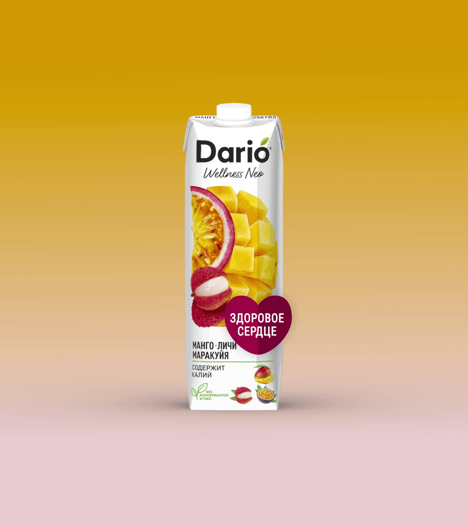 Нектар "Dario Wellness" Манго-личи-маракуйя 1л ПЭТ