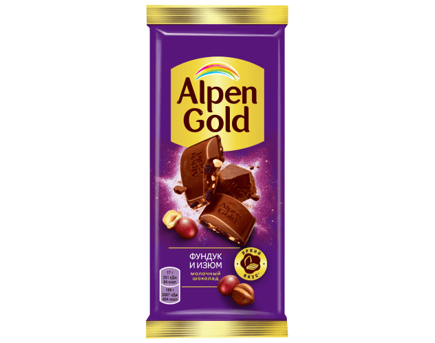 Шоколад "Alpen Gold" Фундук Изюм 80г (Польша)