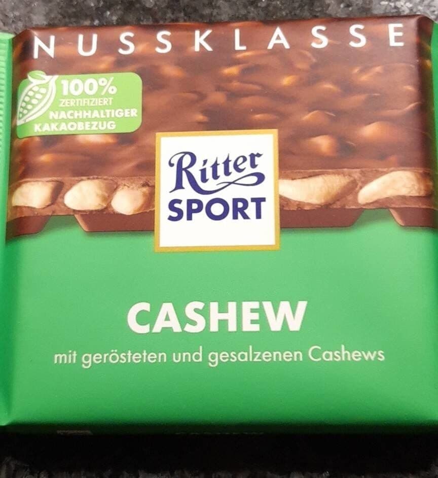 Шоколад молочный "Ritter Sport" с кешью 100г (Германия)
