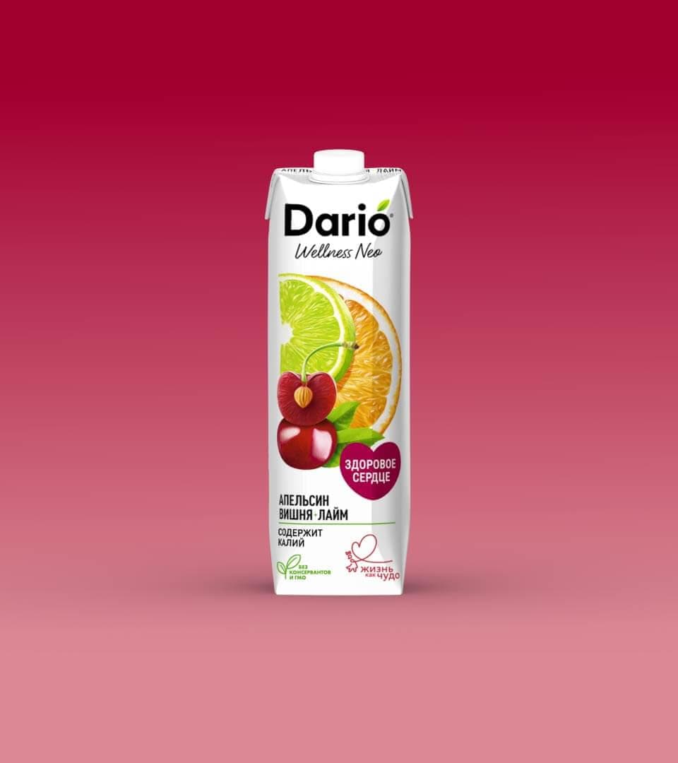Нектар "Dario Wellness" Апельсин вишня лайм 1л ТП