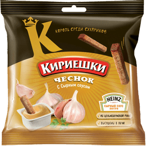 Сухарики "Кириешки" Чеснок с сырным соусом 60+25г (Россия)