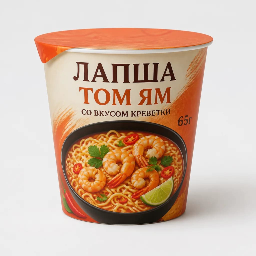 Лапша "Том Ям" со вкусом креветки 65г СТ (Россия)