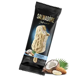 Мороженое Эскимо "Salwadore" кокос с миндалем 80г (Россия)