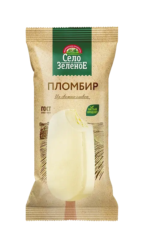 Мороженое пломбир "Село зеленое" с ароматом ванили 15% 70г (Россия)