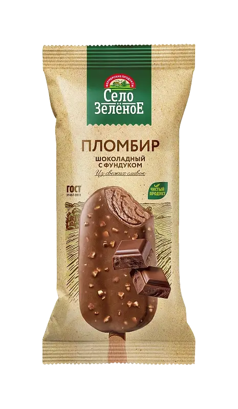 Мороженное "Село зеленое" шоколад фундук 15% 80г (россия)