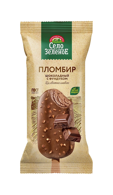 Мороженное "Село зеленое" шоколад фундук 15% 80г (россия)