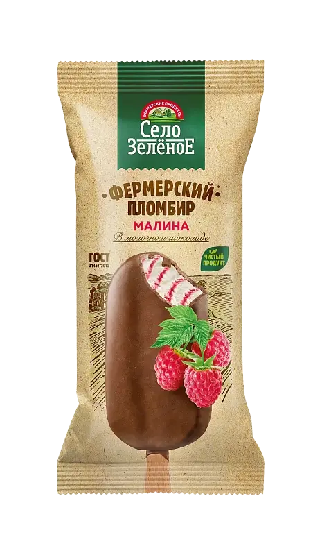 "Винтер" Мороженое Эскимо "Село зеленое" пломбир-малина 15% 80г (Россия)