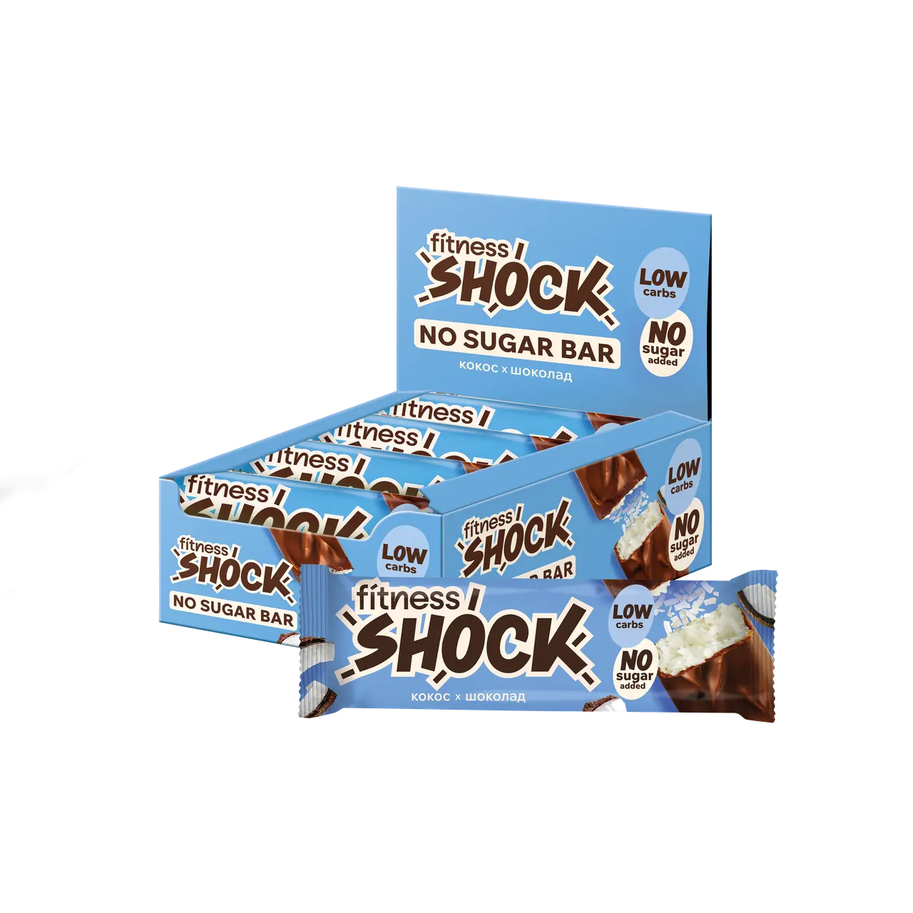 Батончик "Fitness Shock" Кокосовый пирок протеин б/с 50г (Россия)