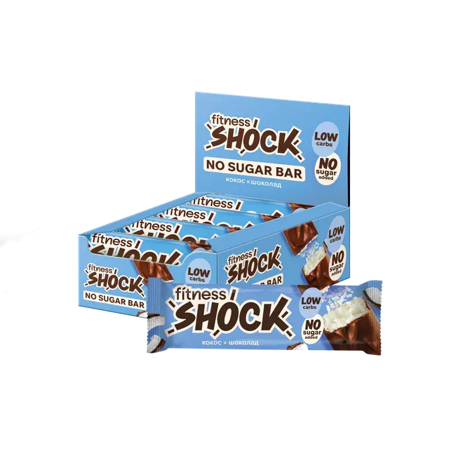 Батончик "Fitness Shock" Кокосовый пирок протеин б/с 50г (Россия)