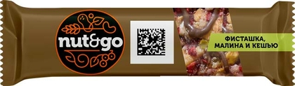 Батончик "Nut&Go" фисташка, кешью,малина 28г (Россия)