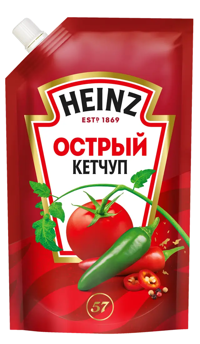 ХАЙНЦ кетчуп 320гр ОСТРЫЙ д/пак 1уп*16шт Хайнц Компани (пал 98)