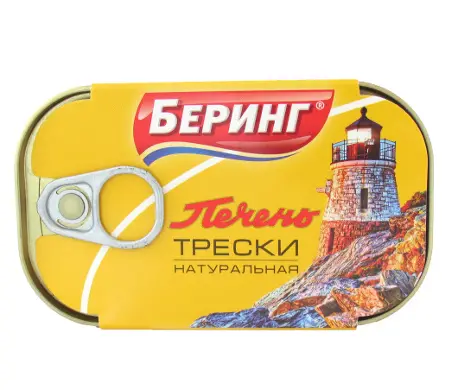 БЕРИНГ Печень трески натуральная КЛЮЧ ж/б 120гр*24шт ГК Беринг