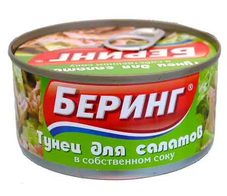 БЕРИНГ Тунец для салатов в собств.соку КЛЮЧ ж/б 185гр*48шт ГК Беринг