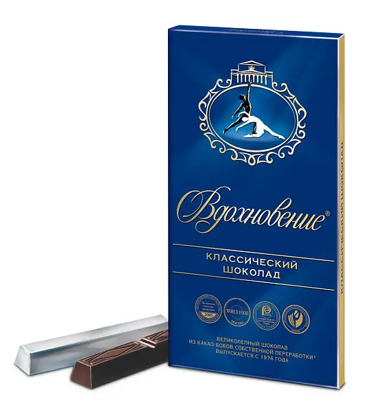 ВДОХНОВЕНИЕ шок.темный 90гр*4бл*17шт Классический (пал70) Объединенные кондит