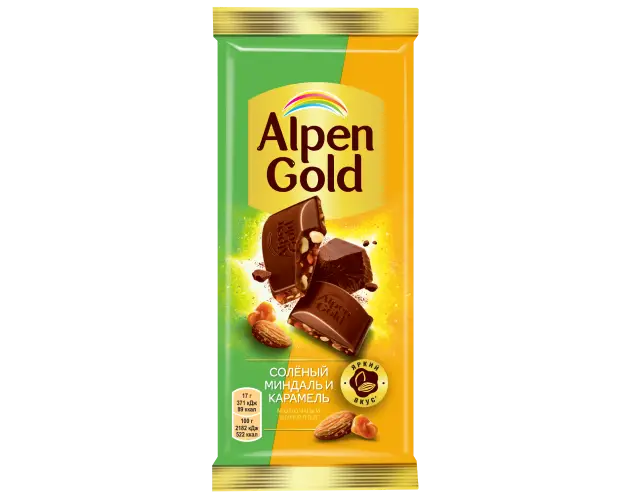 Шоколад "Alpen Gold" сол миндаль карамель 85г (Польша)