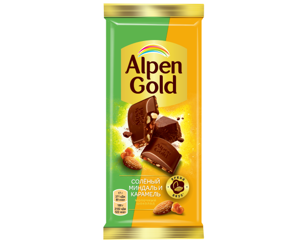 Шоколад "Alpen Gold" сол миндаль карамель 85г (Польша)
