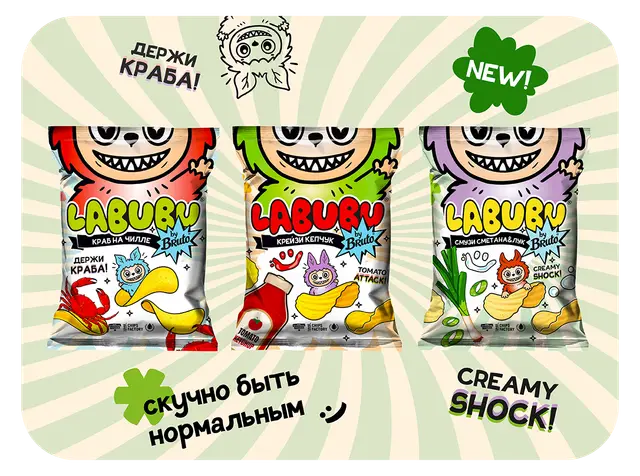 Чипсы " Labubu" смузи сметана лук 75г (Россия)