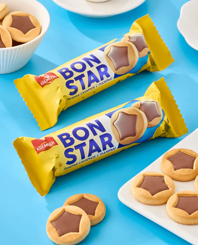 Печенье "Bon Star" с шоколадной глазурью 90г (Узбекистан)