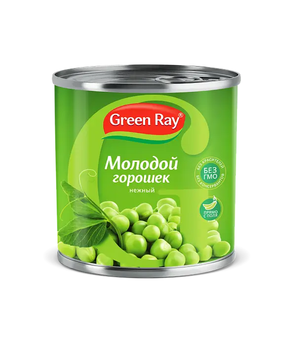 "Green Ray" Горошек зеленый жб 400г (Россия)